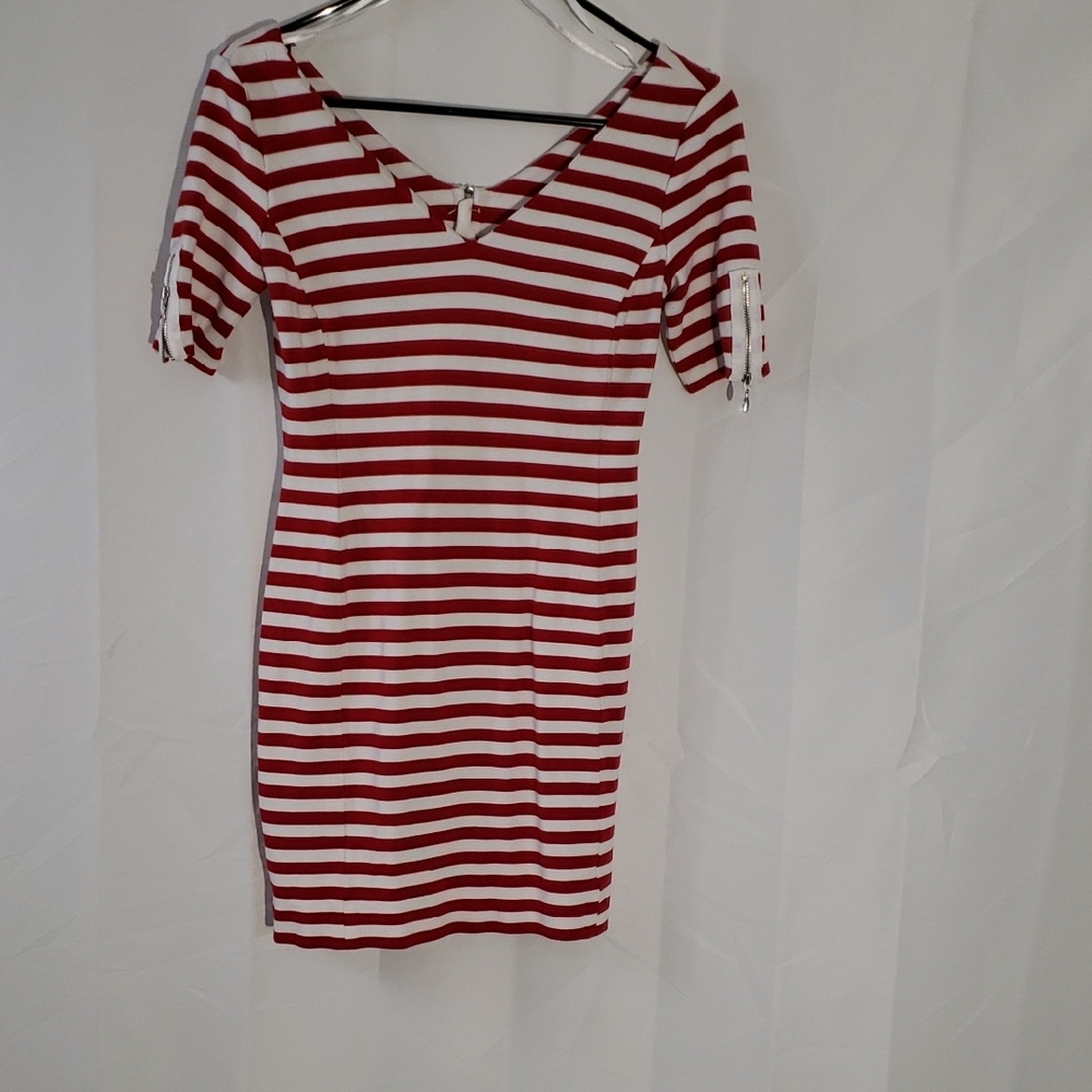 Banana Republic Red and White Sailor Striped Women's Dress Nautical 2 Petite